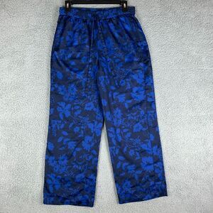 Outerknown Marlow Pant Womens Small Navy Blue Wide Leg Floral Elastic Waist $128